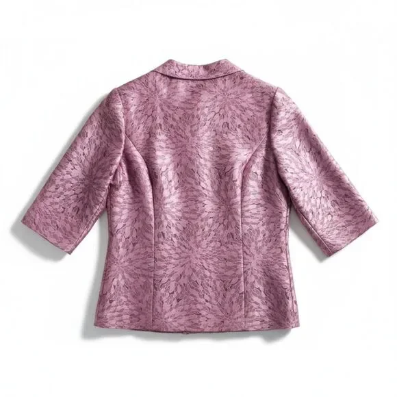 VTG 90s Dressbarn Pink Metallic Teardrop Jacquard Dress Jacket Blazer Sz S - Picture 8 of 9